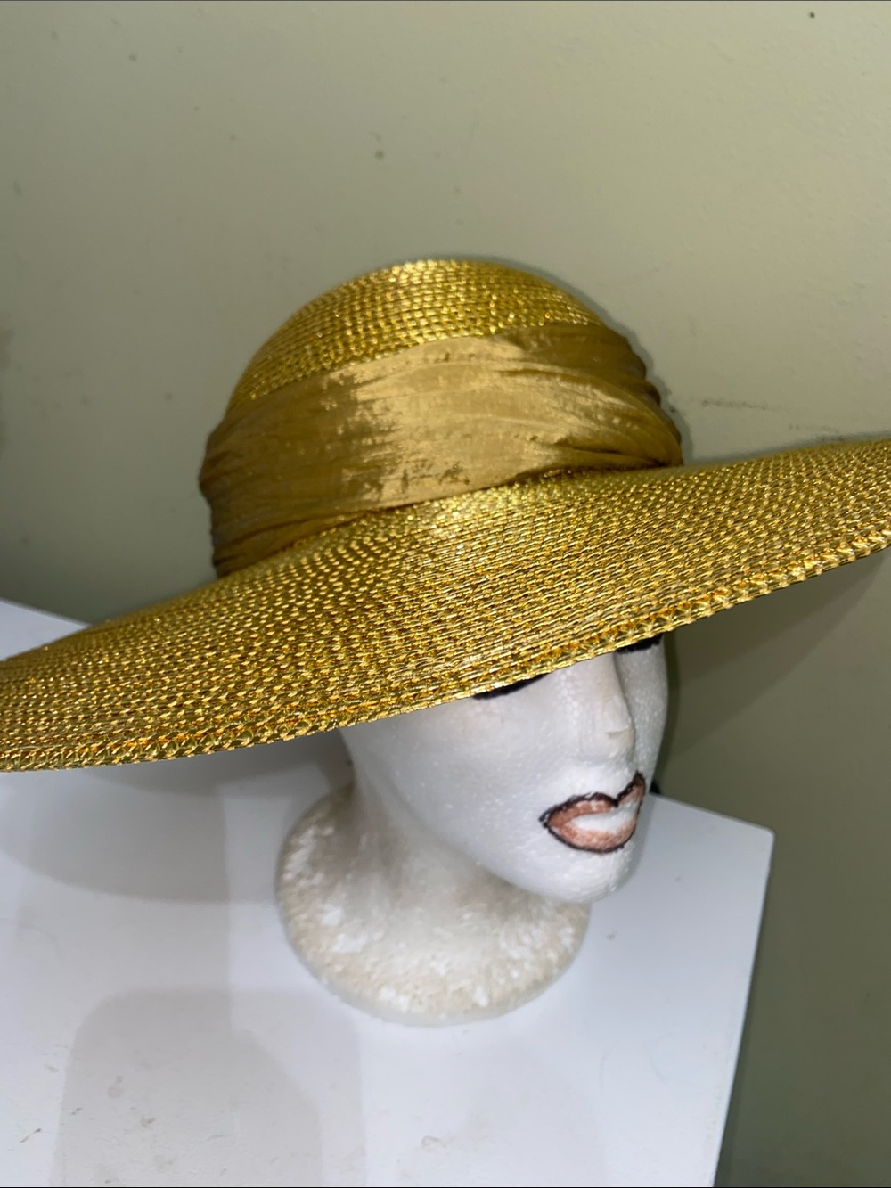 Beautiful Metallic Gold Wide Brim Hat